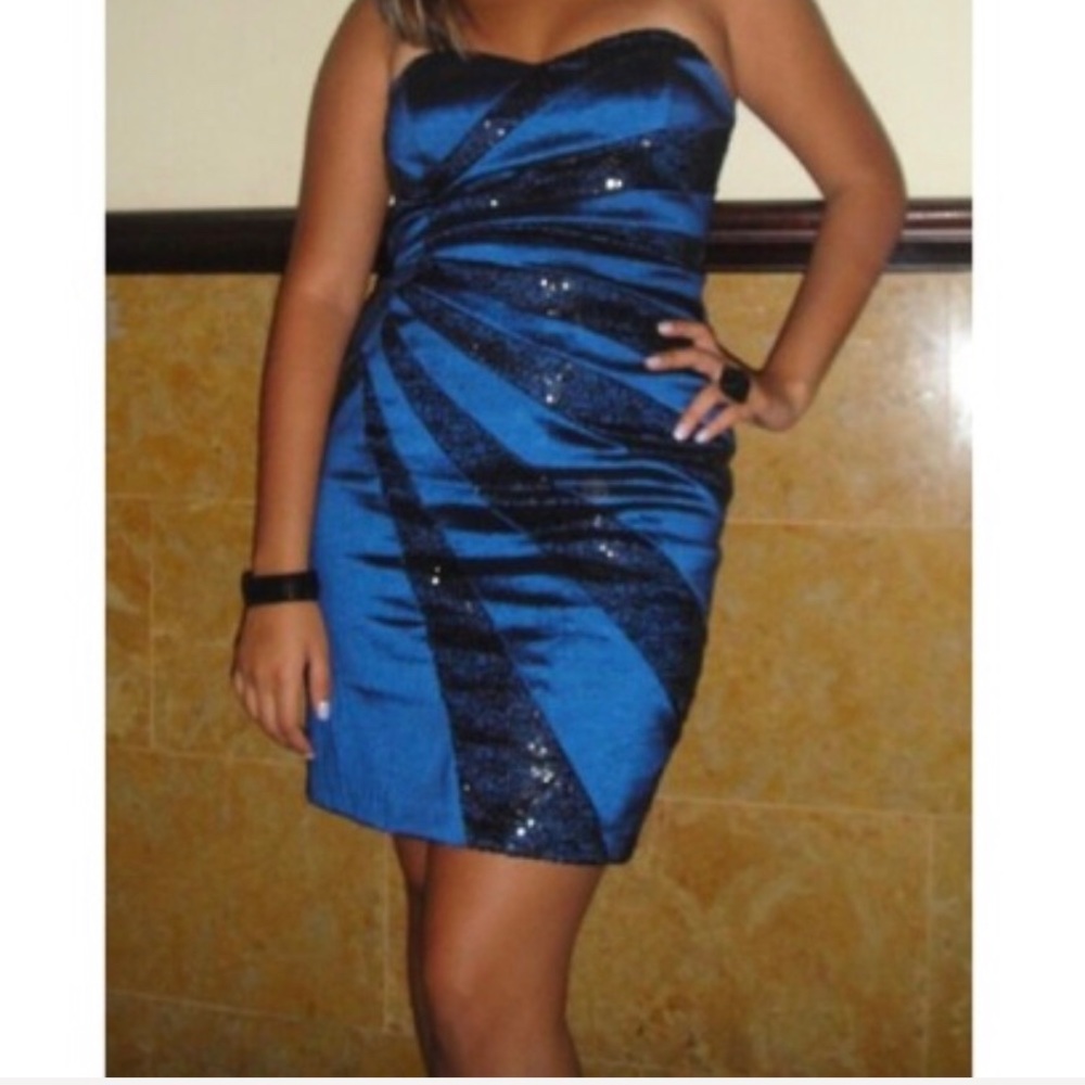 Dark Blue & Black Sequin Cocktail Dress